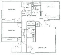 Floor Plan - 3 Bedroom - 2 Bath
